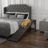 PawHut Dog Ramp For Bed, Pet Ramp For Dogs With Non-Slip Carpet And Top Platform, Brown