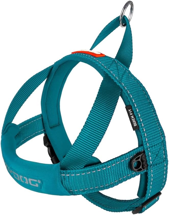 EzyDog Quick Fit Dog Harness, Soft Neoprene Padding - X-Large, Teal | Fast One-Click Buckle, Adjustable Fit, Strong Reinforced Materials, Reflective Stitching, No Pull Dog Harness, Easy Walking