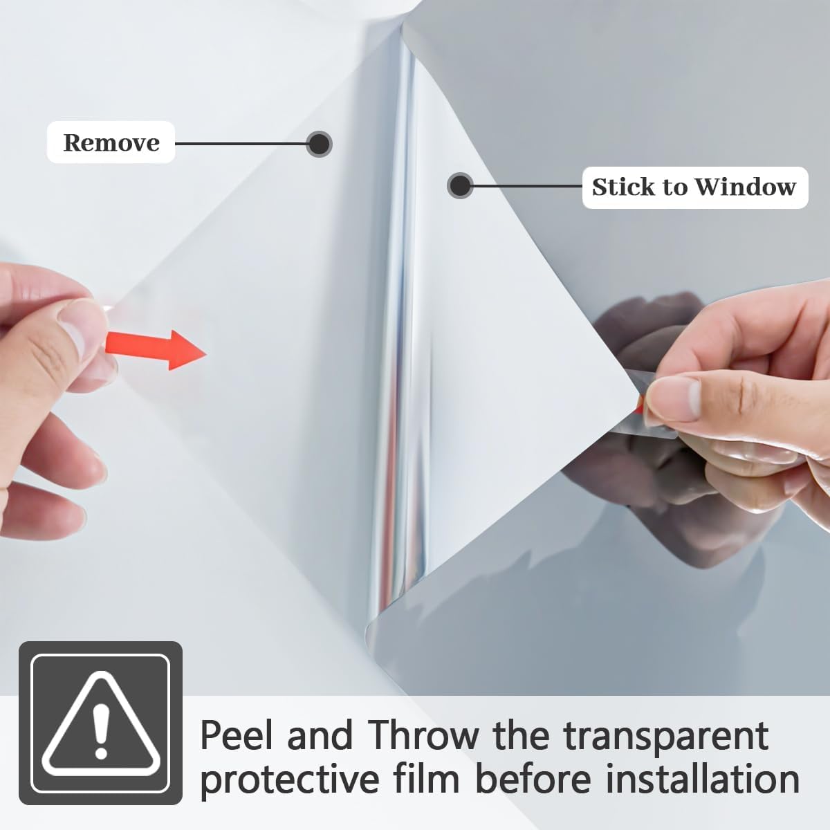 Niviy One Way Privacy Window Film See Out Not in Window Tint for Home Heat Blocking Anti UV Glass Door Mirror Reflective Window Film for Home Office, (Silver 35.4" x 157.4")