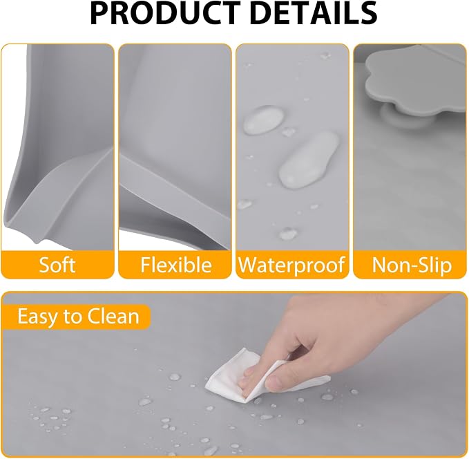 Pee Pads Tray Silicone Dog Bedpan Tray, High Edge Puppy Pad Holder Tray for Easy to Clean and Spill Free Dog Bedpan Training Pad Tray with Fixing Buckle (24 INCH x 24 INCH, with Clip)