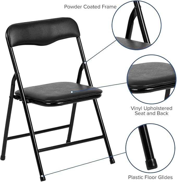 Flash Furniture Mindy Kids 5-Piece Folding Table and Chairs Set for Daycare and Classrooms, Children's Activity Table and Chairs Set, Black