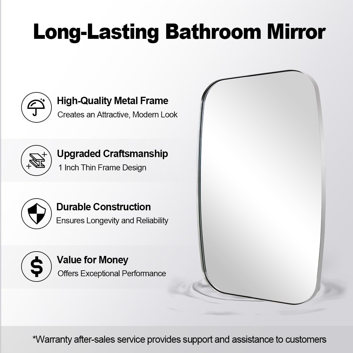 ANDY STAR Oval Mirror for Bathroom, 20x30 Polished Chrome Oblong Bathroom Mirror for Vanity with Stainless Steel Metal Frame, Modern Anti Rust Wall Mounted