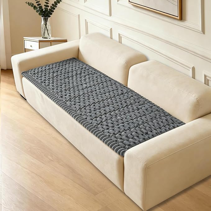 Couch Cover for Dogs Washable,Non Slip Fuzzy Durable Pet Friendly Cozy | Soft Slipcovers for 3 Cushion Sofa Cover,Plush Thick Protector Fits Mat Bed Leather & Fabric Couches (Grey 27.6"x82.7")