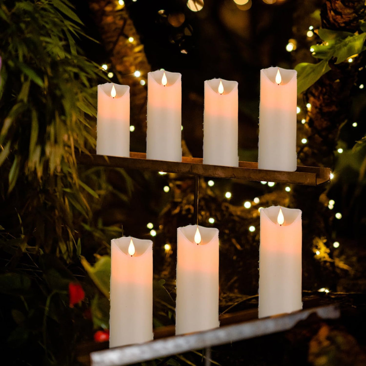 Flameless Battery Operated LED Candles 3D Wick with10key Button Remote Control 24-Hour Timer Set of 5 Electric Flickering Pillar Real Wax,Wedding, Party, Home Decoration