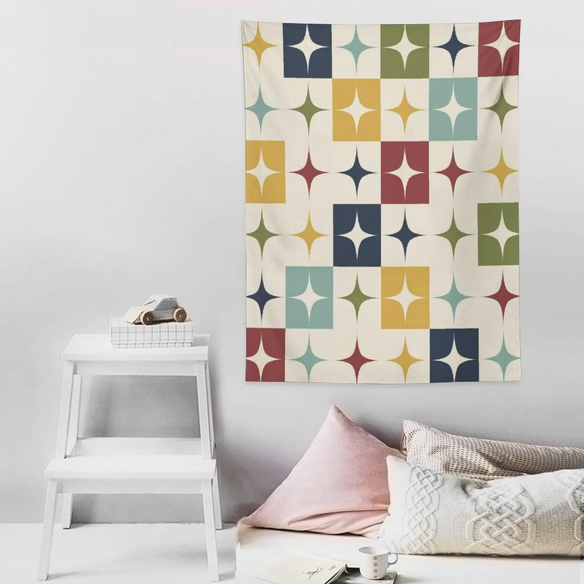ICMOLYYENLO Boho Medieval Cat Tapestry, Abstract Atomic Starburst Geometric Aesthetic Art Wall Hanging For Bedroom Living Room Dormitory 40x60 Inches