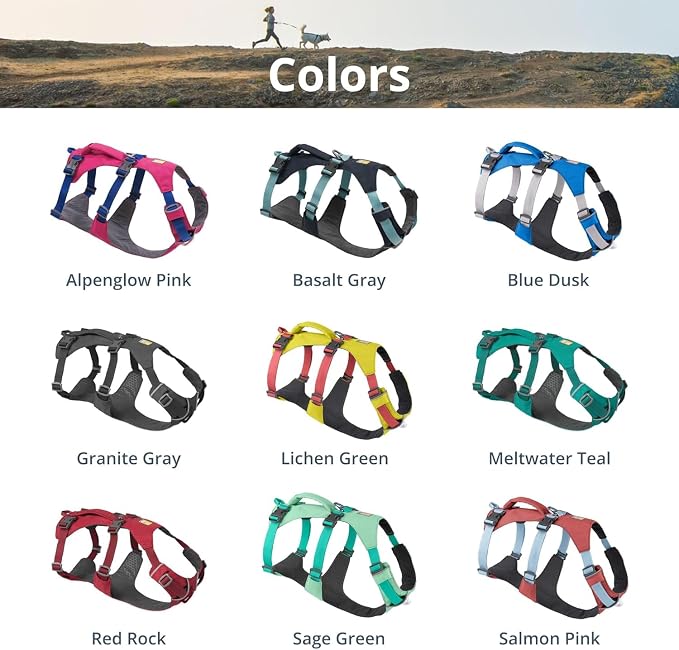 Ruffwear, Flagline Dog Harness, Lightweight and Reflective, No Pull Dog Lift Harness for Hiking, Running and Everyday Use, Alpenglow Pink, Large/X-Large