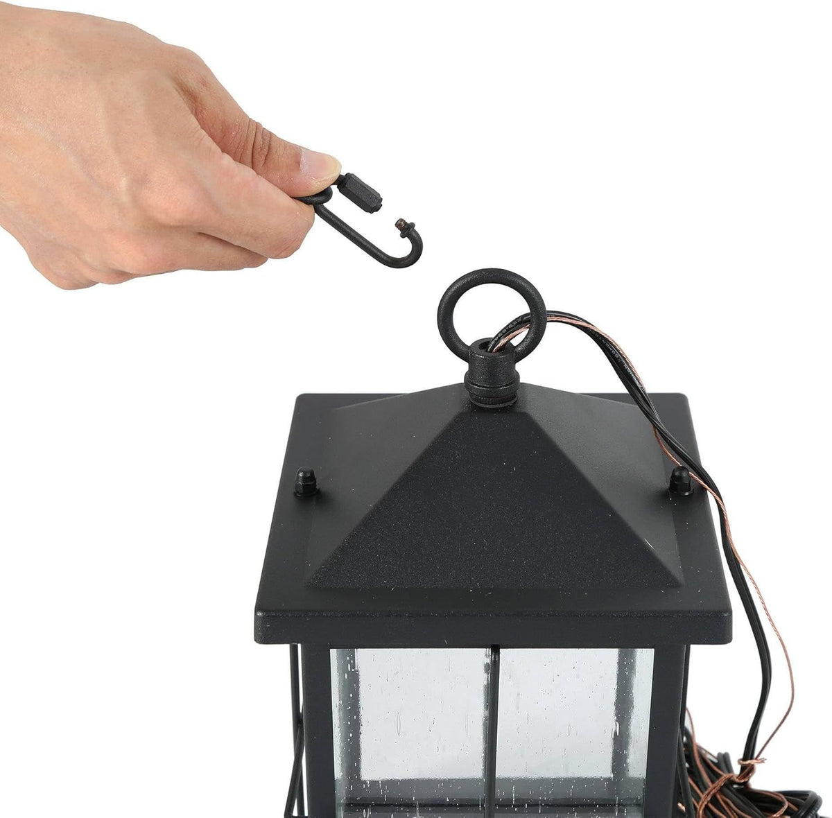 LOG BARN Outdoor Pendant Light Fixture, Farmhouse Exterior Lights, Anti-Rust Ceiling Outdoor Light with Seeded Glass, Lantern Hanging Light for Front Door, Entry, Porch, and Gazebo
