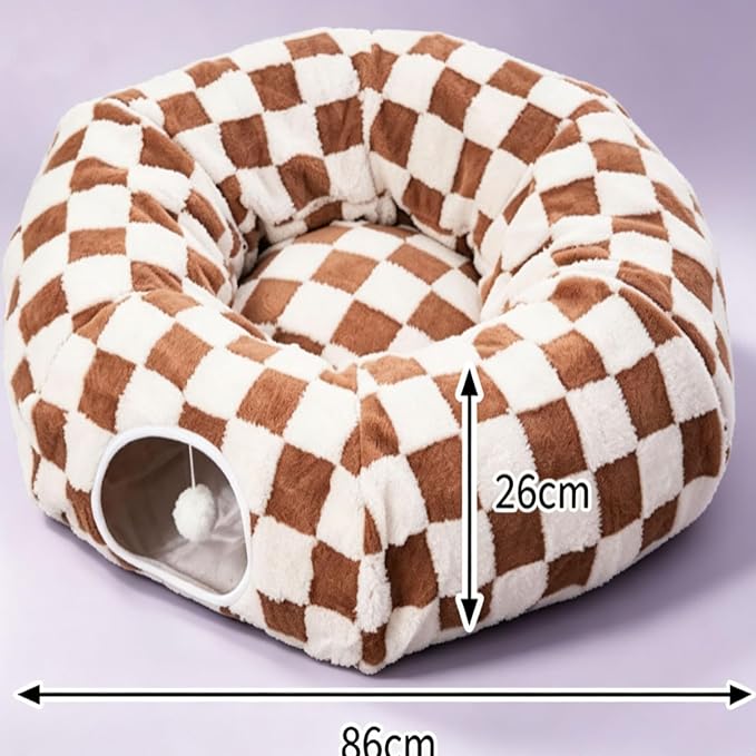 2026 New Tunnel Bed for Dachshund Dog,Dachshund Tunnel Bed - Flower Design Plush Foldable Dog Bed,Cat TunnelBed for Indoor Cats Tunnel Donut with Cushion and Play Ball,2 in 1,Detachable (A)