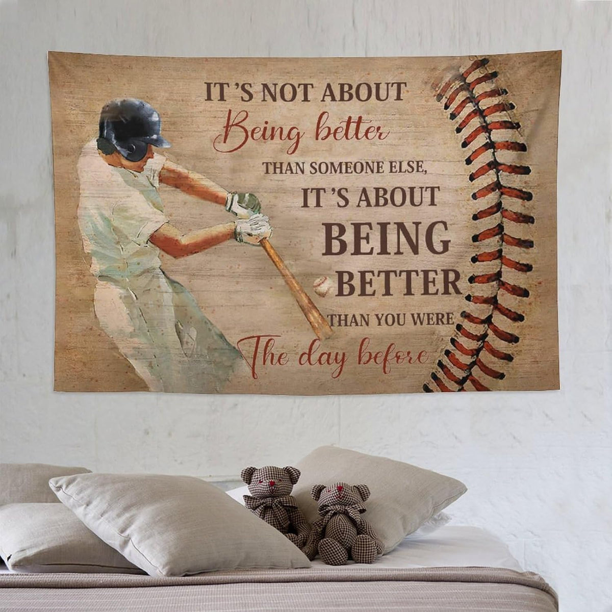 yowecso Baseball Tapestry Sport Theme Tapestry Wall Hanging for Bedroom Baseball Tapestries Aesthetic Wall Decor for Home Dorm Living Room 60"x90"