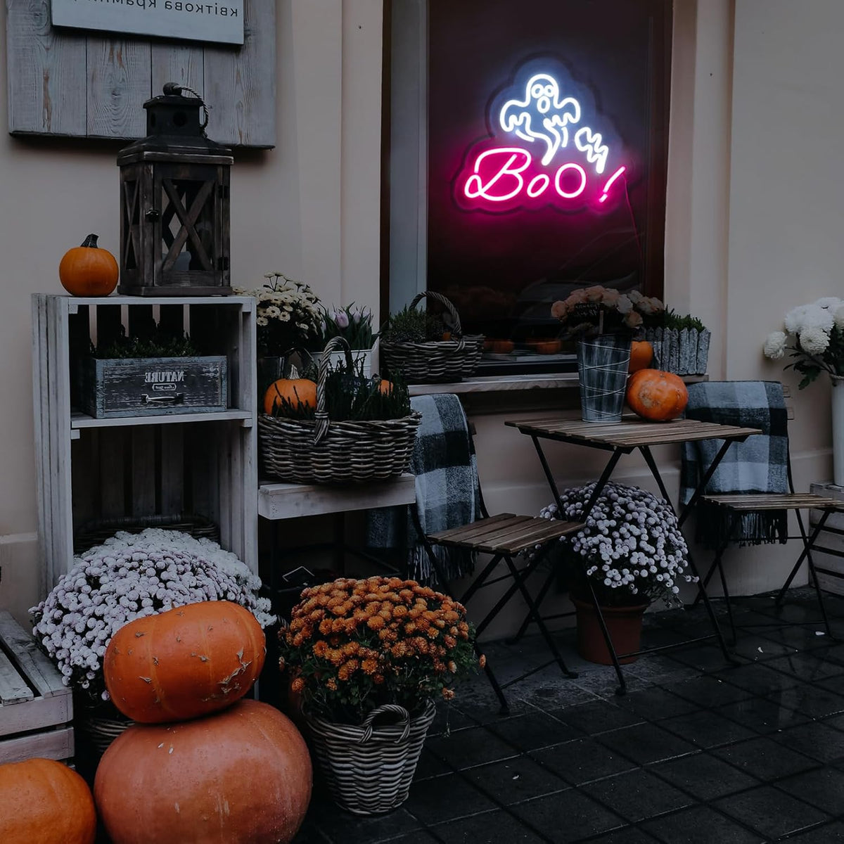 HRGXYUN Halloween Dimmable Ghost Neon Sign, Pink Boo Neon light for Wall Decor,Custom Neon Sign for Bar Club Ghost Room Decoration,5V USB Power 11.8 * 9.85in
