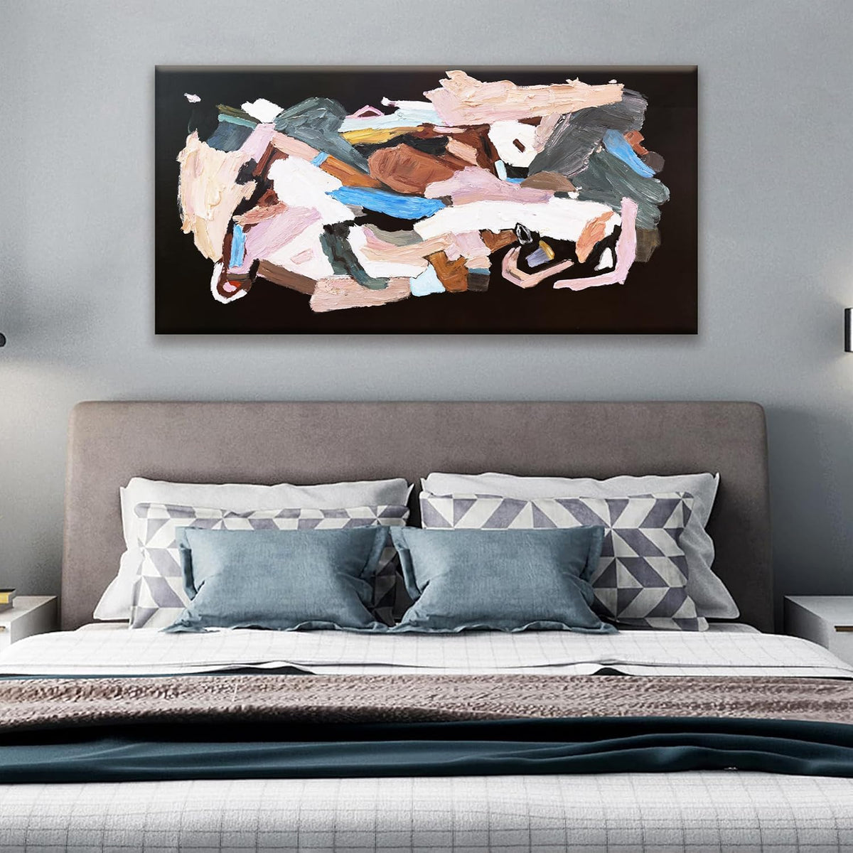 TAIJXAGSG Abstract Canvas Art Wall Decor Modern Minimalist Artwork Paintings Black Wall Art Prints Colorful Abstract Wall Art Line Art Bedroom Kitchen Office Bathroom Decor 20" × 40"