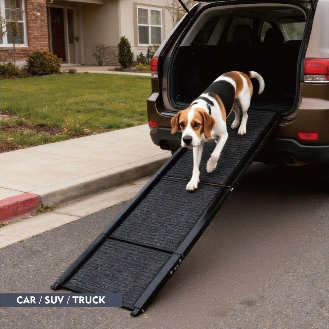 Dog Ramp For Car 65x17 Large Folding Pet Stair Ramps For Truck, SUV, With Non-Slip Surface, Up To 250LBS, Outdoor Dog Car Ramp For Medium Large Dogs, Portable Pet Steps