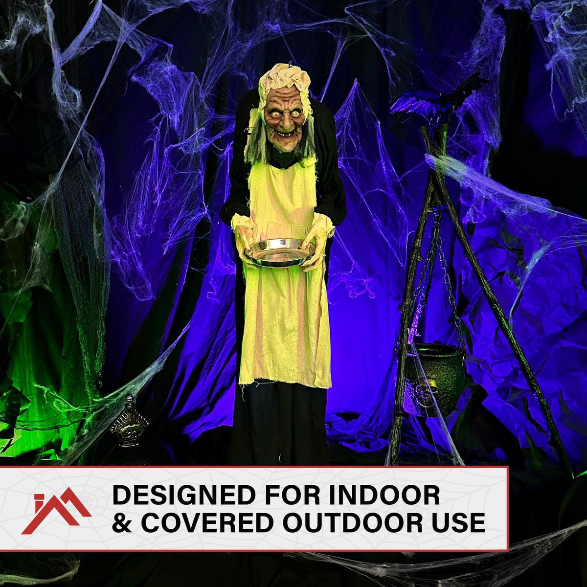 Haunted Hill Farm Life-Size Halloween Animatronic, Scary Talking Zombie Maid with Touch Activated Lights and Sounds, Battery Operated Indoor or Covered Outdoor Halloween Decorations for Home