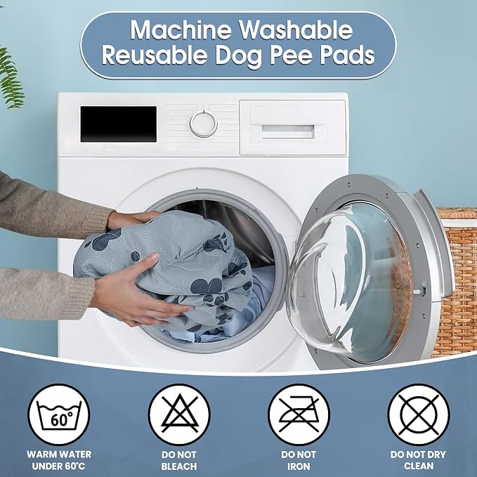 Washable Pee Pads for Dogs 2 Packs 36’’ x 48’’ Reusable Puppy Pads Waterproof Pet Mat Heavy Absorbent Leakproof Dog Playpen Mat for Crate, Whelping and Indoor Potty Training