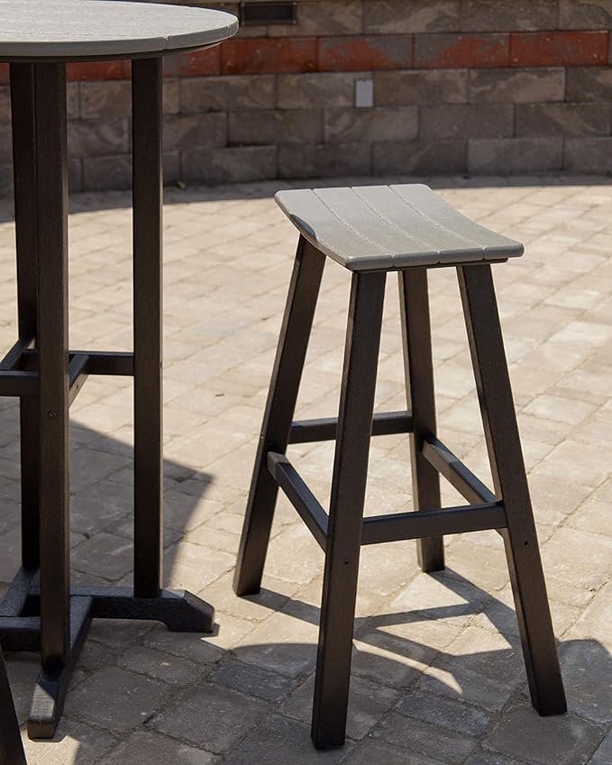 POLYWOOD 2012-FWHLE Contempo Bar Height Saddle Seat Barstool, White Frame, Lemon