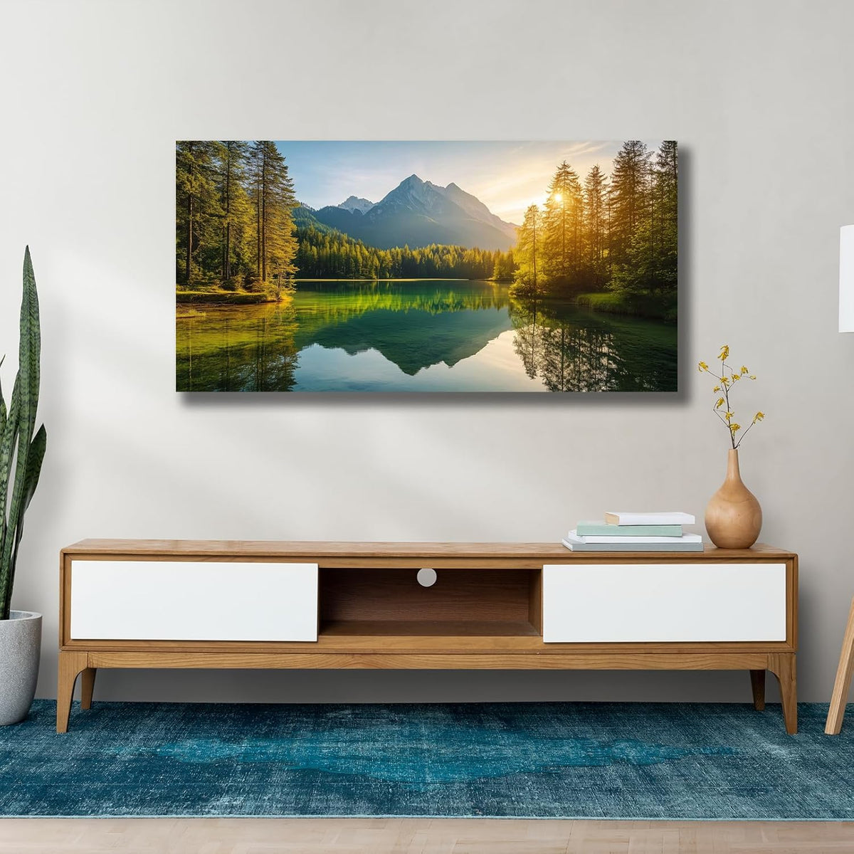 Yuaxker Tree of Life Wall Art Green and Yellow Wall Decor Modern Landscape Posters Artwork for Living Room Bedroom Dining Room Office Home Decor 24x48inch