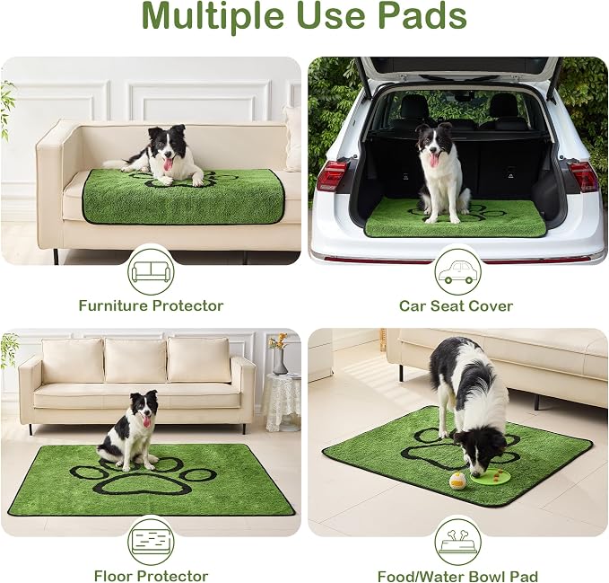 Reusable Dog Pee Pads, Washable Puppy Pads, Leak-Proof 30"x48" 2 Pack | Super Absorbent And Non-Slip Potty Training Pads, Soft Paw Print Plush Design, Ideal For Crates, Couch, Car Seats & Pet Beds
