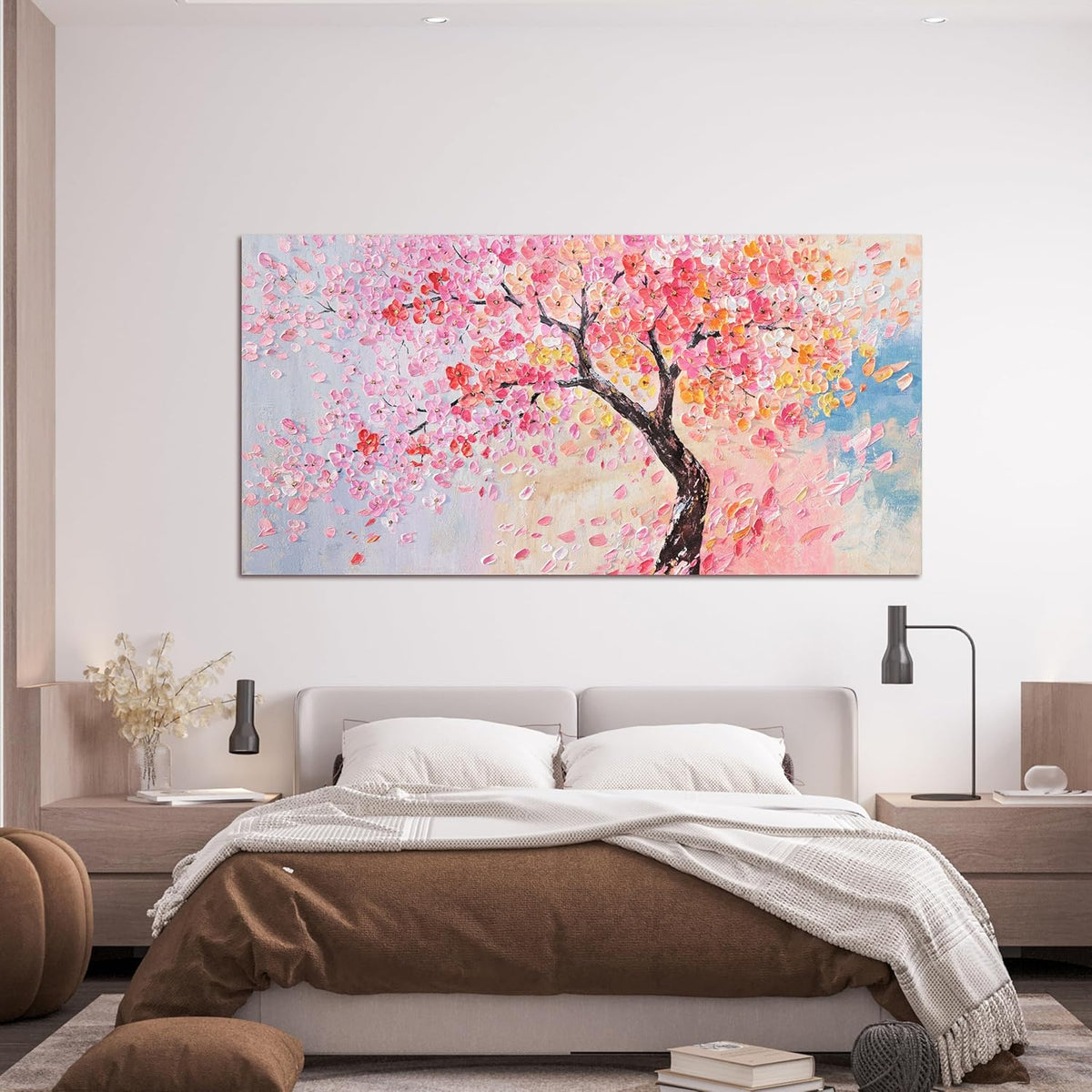 AIXMGSJS Large Canvas Wall Art Decor Artwork for Walls Tree of Life Wall Art for Living Room Canvas Art Wall Decor Vintage Pink Wall Art Prints Artwork for Walls Home Office Decor 24" X 48"