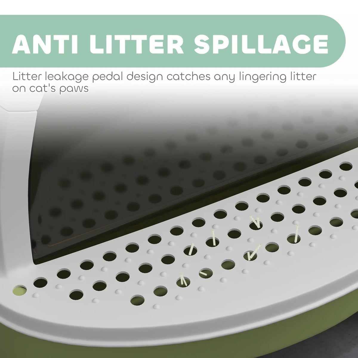 Green Cat Litter Box With Lid, Scoop, Deodorizing Bags