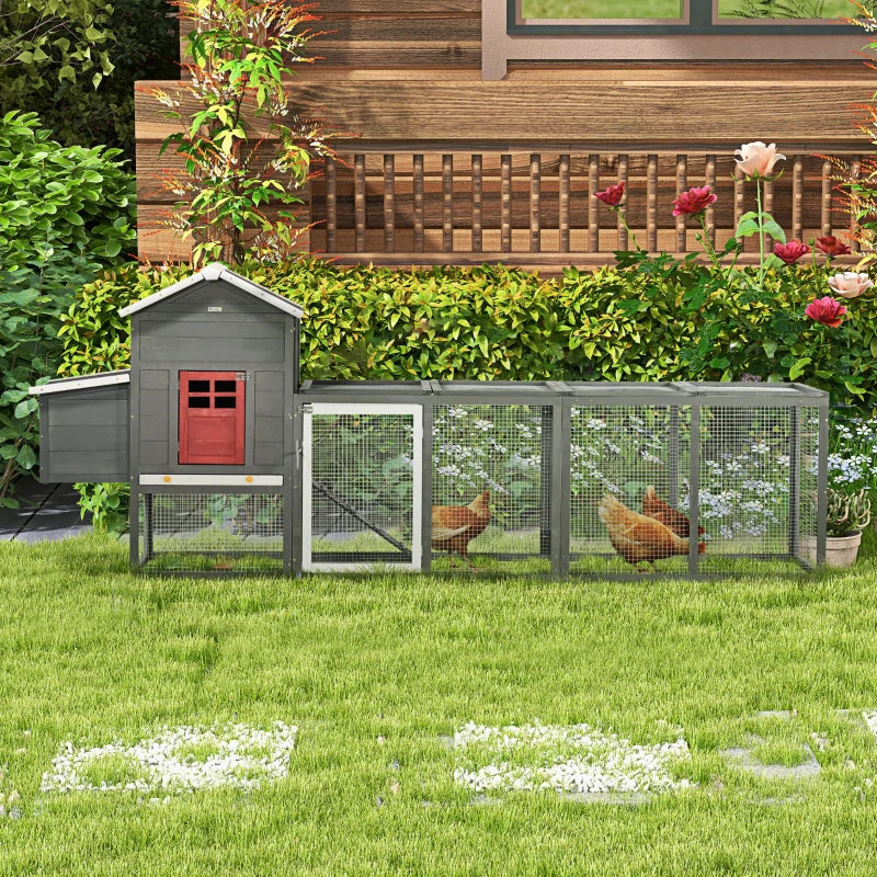 Extra Large Chicken Coop With Asphalt Roof, Wooden Hen Run With Slide-Out Tray And Nesting Box, Chicken Hutch For 3-6 Chickens, GrayMultiple Packages