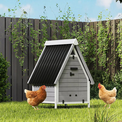 Chicken Coop For 2 Chickens, Outdoor Wooden Chicken House With Removable Nesting Box & Roosting Bar, Tray, Ramp