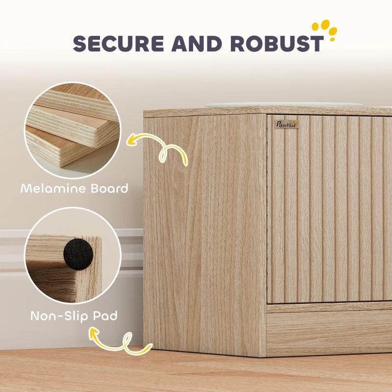 Elevated Dog Bowl, Large Feeding Dog Bowl Stand With 2 Stainless Steel Bowls, Storage Drawer, And Slow Feeder Mat.