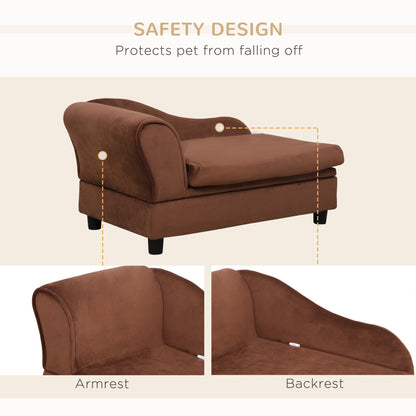 Pet Sofa Bed Couch with Storage, Pet Sofa for Cats and Small Dogs, Brown