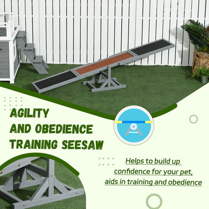 Wooden Dog Agility Seesaw for Training and Exercise, Gray