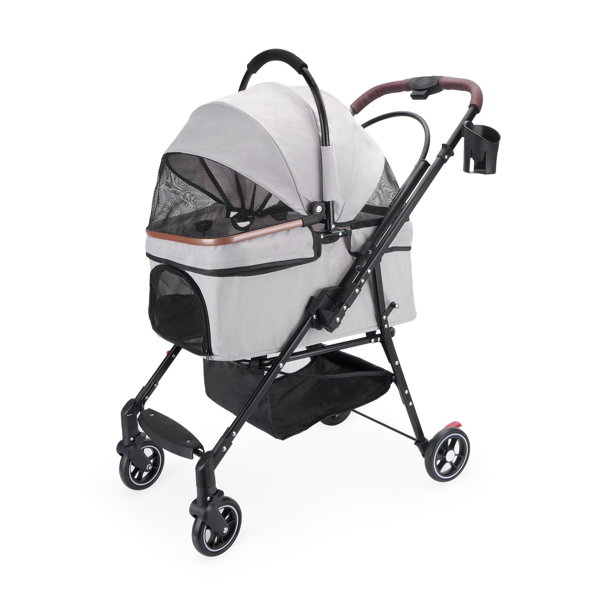 4-Wheel Foldable Pet Stroller for Dogs & Cats  360° Rotating Wheels, Separable Carrier & Travel Bag for Small Animals