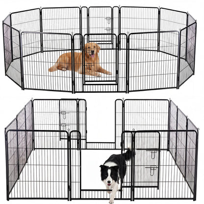 Metal Material, Foldable Pet Fence With A Door, Suitable For Small, Medium And Large-sized Dogs Outdoors