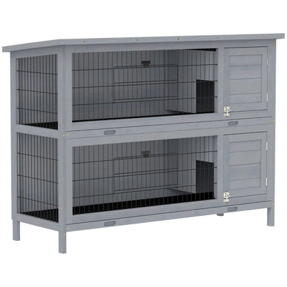 54 2-Story Large Rabbit Hutch Bunny Cage Pet House Small Animal Habitat With Lockable Doors