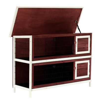 54 2-Story Large Rabbit Hutch Bunny Cage Pet House Small Animal Habitat With Lockable Doors