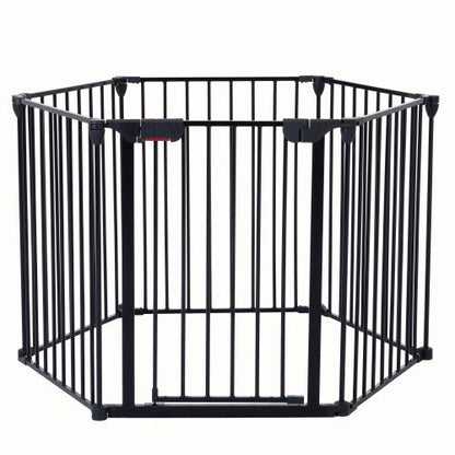 150 Adjustable Safety Gate 6 Panels Play Yard Metal Doorways Fireplace Fence Christmas Tree Fence Gate For House Stairs Gate Prohibited Area Fence
