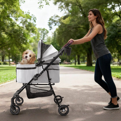 Foldable Pet Stroller For Small Dogs & Cats