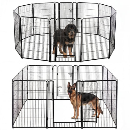 Metal Material, Foldable Pet Fence With A Door, Suitable For Small, Medium And Large-sized Dogs Outdoors
