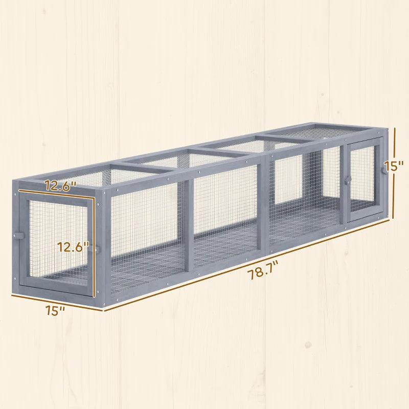 PawHut Wooden Cat Run With Weather Protection, Connecting Inside And Outside, Dark Gray