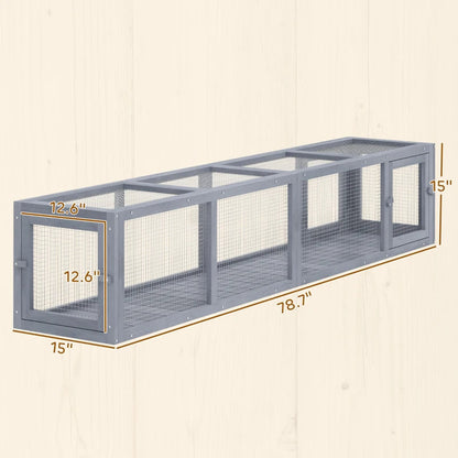 PawHut Wooden Cat Run With Weather Protection, Connecting Inside And Outside, Dark Gray