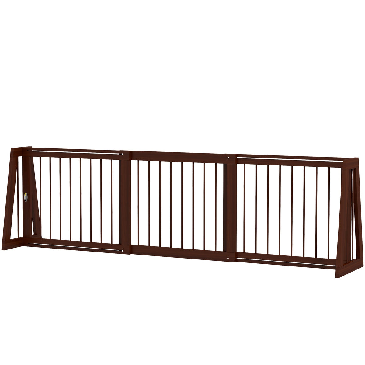 28"-75" Freestanding Wooden Pet Gate with Support Feet & Non-Slip Mats for Indoor, Stairway, Doorway, Brown