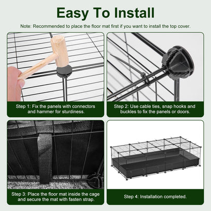 47x24x12IN Guinea Pig Cage Small Animal Playpen DIY Metal Pet Enclosure With 20 Panels Waterproof Floor Mat For Hedgehogs Chickens Ducklings Rabbits Hamsters