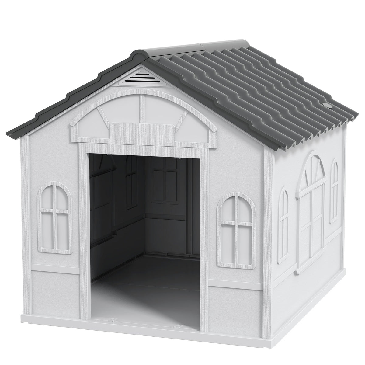 Pet House Water Resistant Puppy Shelter with Door for Indoor Outdoor, Easy to Assemble, for Small/Medium Dogs, Gray