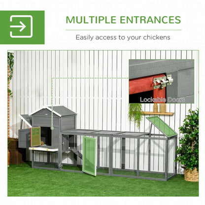 Extra Large Chicken Coop With Asphalt Roof, Wooden Hen Run With Slide-Out Tray And Nesting Box, Chicken Hutch For 3-6 Chickens, GrayMultiple Packages