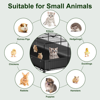 47x24x12IN Guinea Pig Cage Small Animal Playpen DIY Metal Pet Enclosure With 20 Panels Waterproof Floor Mat For Hedgehogs Chickens Ducklings Rabbits Hamsters