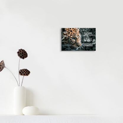 Leopard Canvas Wall Art Success Entrepreneur Quotes Posters Success Is Rented Motivational Wall Decor For Office Living Room Bedroom Office Bathroom Print Framed Ready to Hang [12" W X 18" H]
