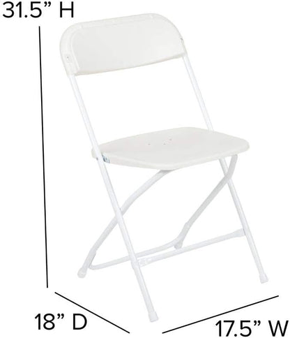 Flash Furniture Hercules Series Plastic Folding Chairs for Parties and Weddings, Stackable Commercial Event Seats with 650-lb. Static Weight Capacity, Set of 2, White