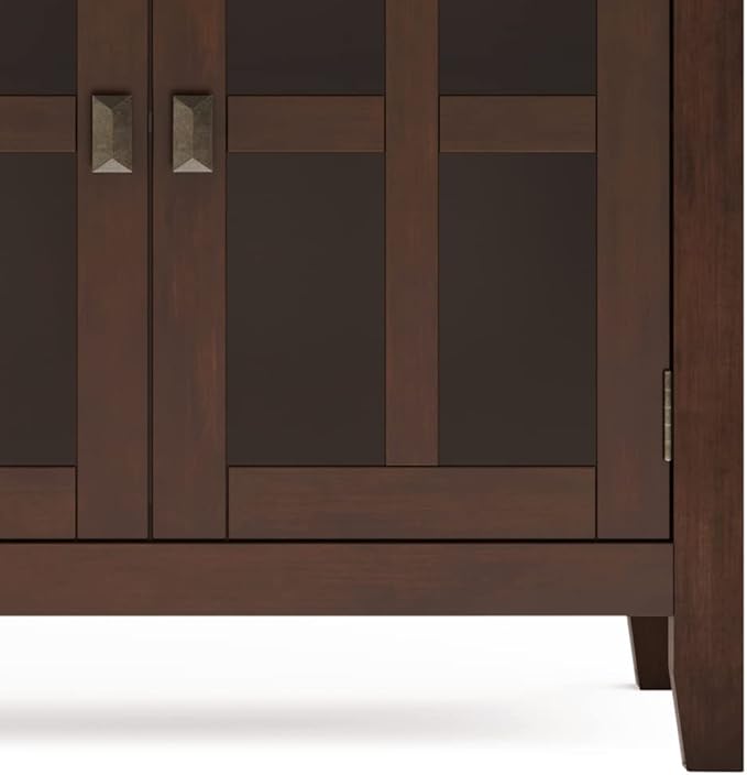 SIMPLIHOME Artisan Buffet - 60 inch Wide Solid Wood 4-Door Sideboard Buffet in Russet Brown, Transitional Storage Cabinet for Dining Room or Kitchen with Adjustable Shelves and Square Knobs