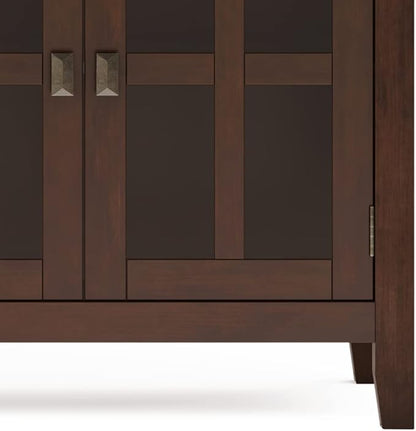 SIMPLIHOME Artisan Buffet - 60 inch Wide Solid Wood 4-Door Sideboard Buffet in Russet Brown, Transitional Storage Cabinet for Dining Room or Kitchen with Adjustable Shelves and Square Knobs