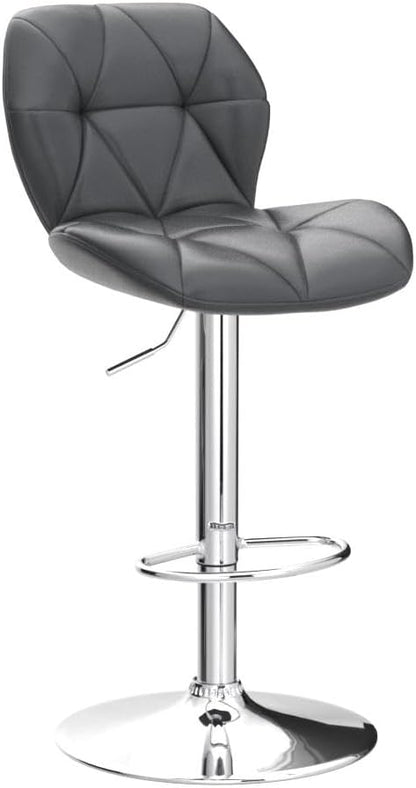 Yaheetech Bar Stools Set of 4, Adjustable PU Leather Swivel Barstools, Modern Counter Stools with Back and Footrest, Counter Height Barstools for Bar, Kitchen, Dining Room, Grey