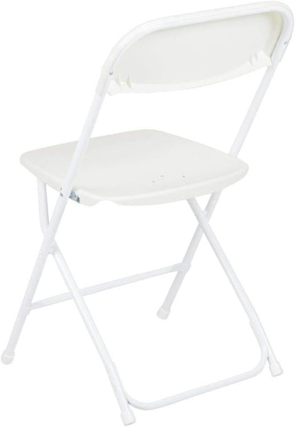 Flash Furniture Hercules Series Plastic Folding Chairs for Parties and Weddings, Stackable Commercial Event Seats with 650-lb. Static Weight Capacity, Set of 2, White
