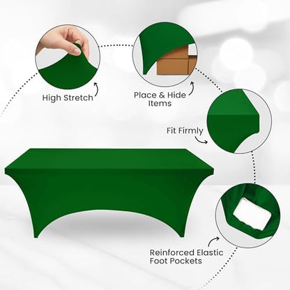 Utopia Kitchen 6FT Spandex Tablecloth [1 Pack, Emerald Green] 200 GSM Stretch, Fitted, Washable and Wrinkle Resistant Table Cloth Rectangle Cover for Trade Shows, Wedding, Parties [72Lx30Wx30H Inch]