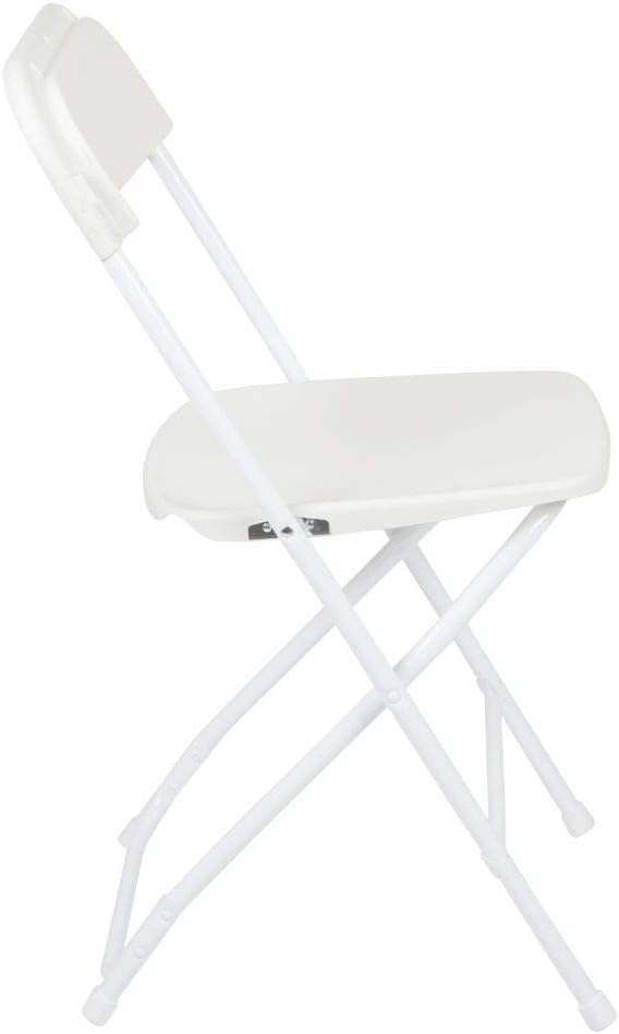 Flash Furniture Hercules Series Plastic Folding Chairs for Parties and Weddings, Stackable Commercial Event Seats with 650-lb. Static Weight Capacity, Set of 2, White